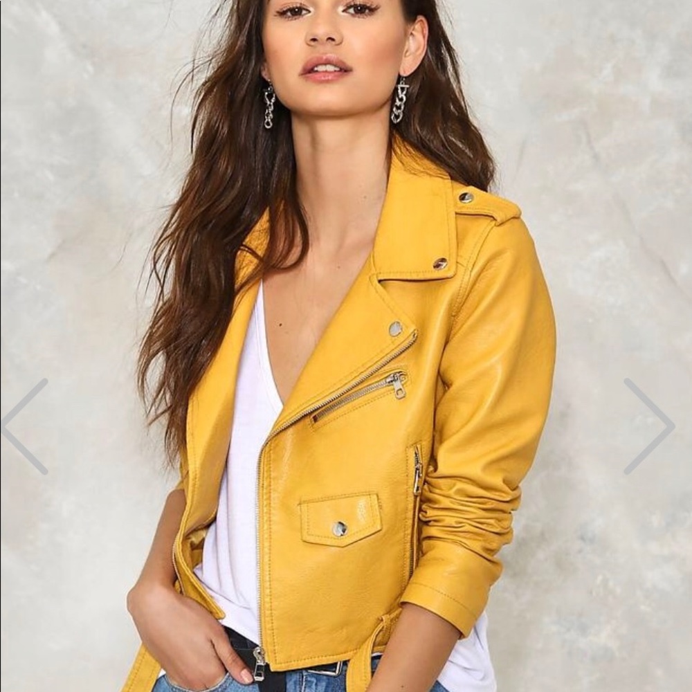 VEGAN mustard colored leather jacket